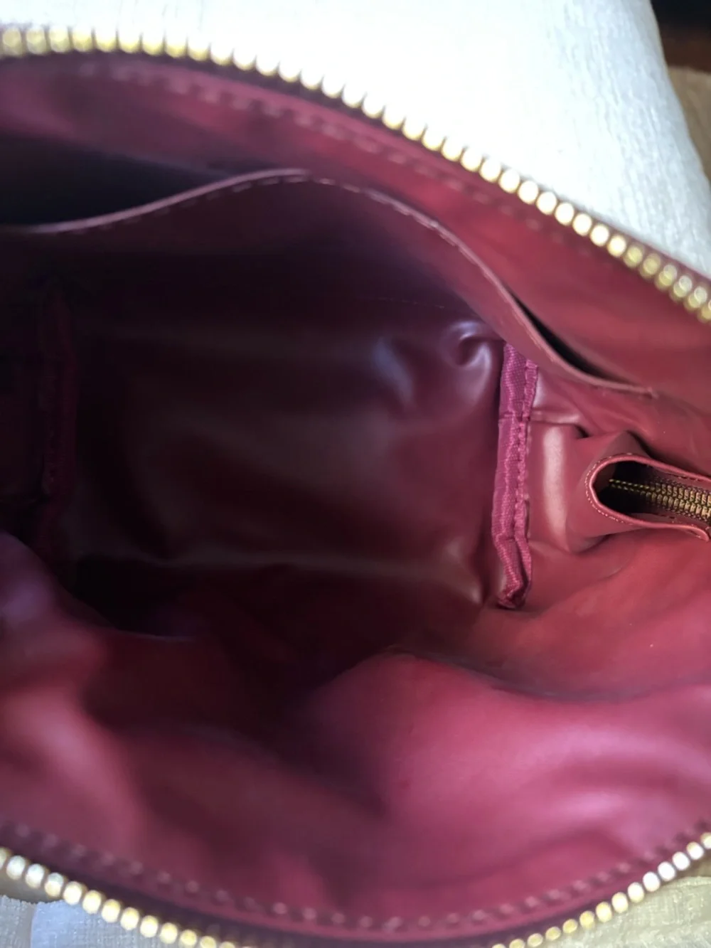 NWOT BYRDIE Burgundy Cosmetic Makeup Bag Travel Toiletry Pouch Gold Zip New